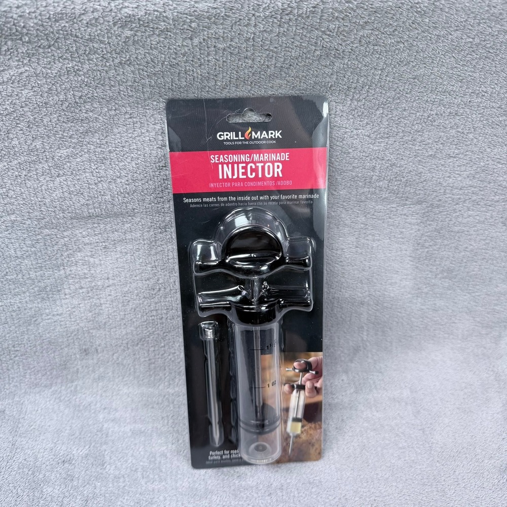 Grill Mark Seasoning Marinade Injector Clear Stainless Steel BBQ Grill